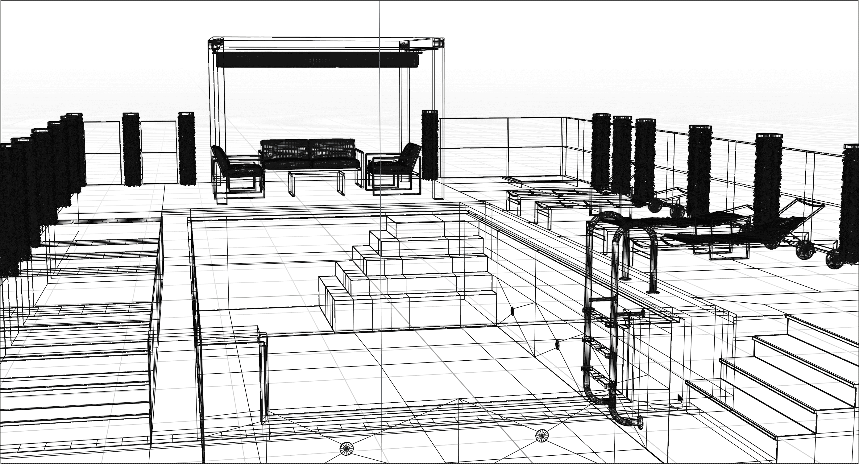 Poolside project wireframe view before final rendering