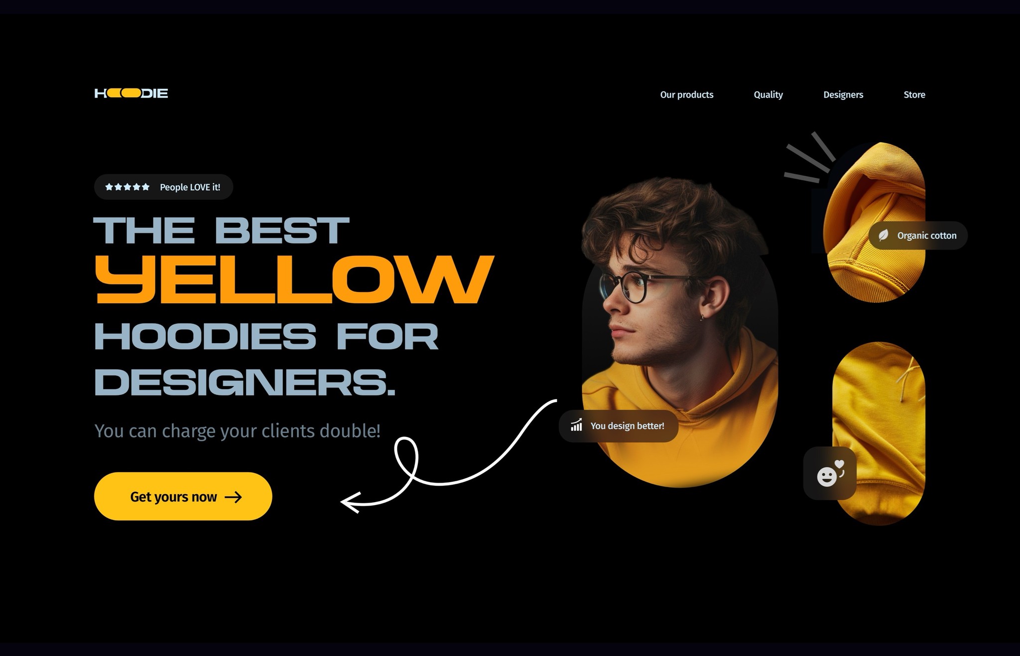 Web Design for Hoodie, the best yellow hoodies