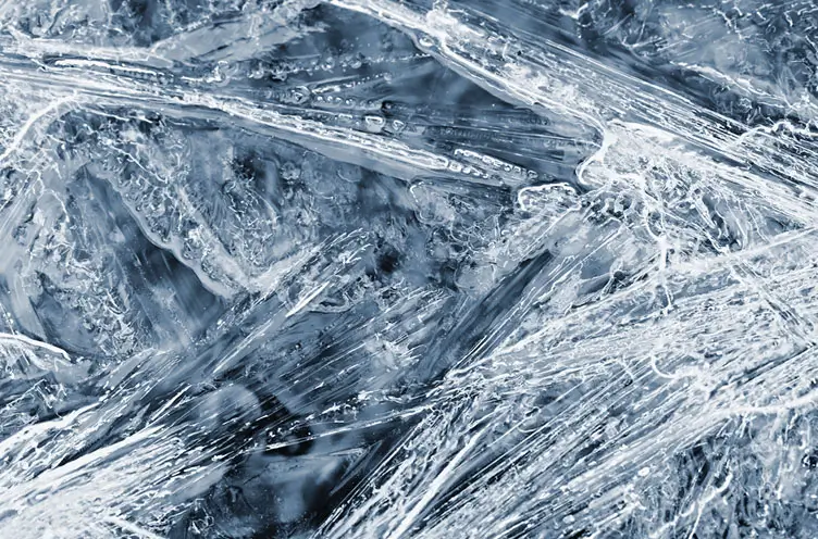 Close-up of frozen ice crystals