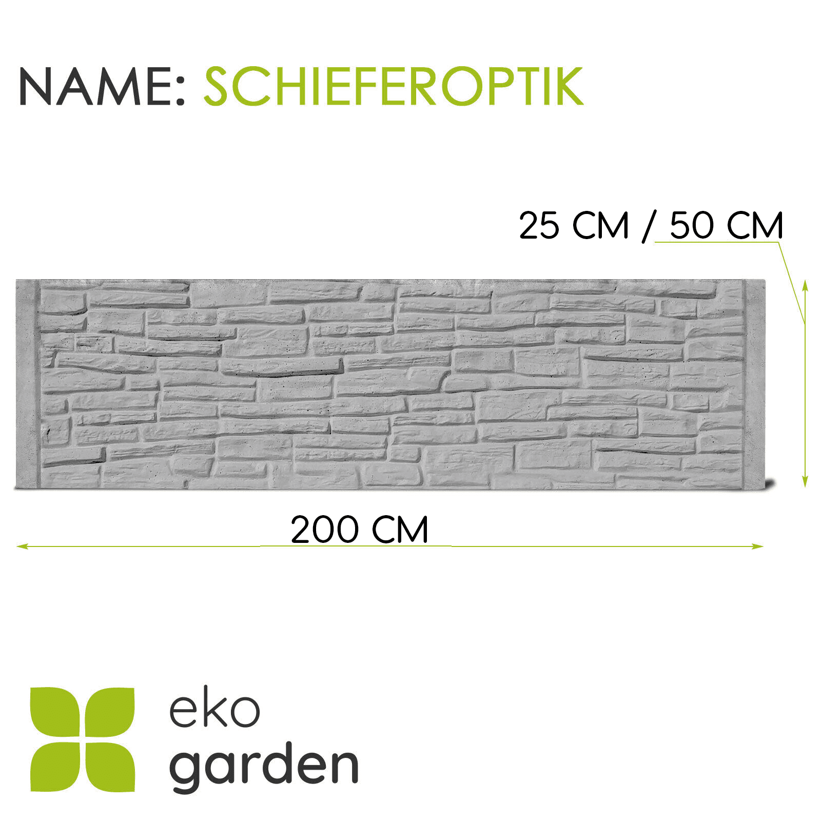 Betonplatte "Schieferoptik" für Betonzaun