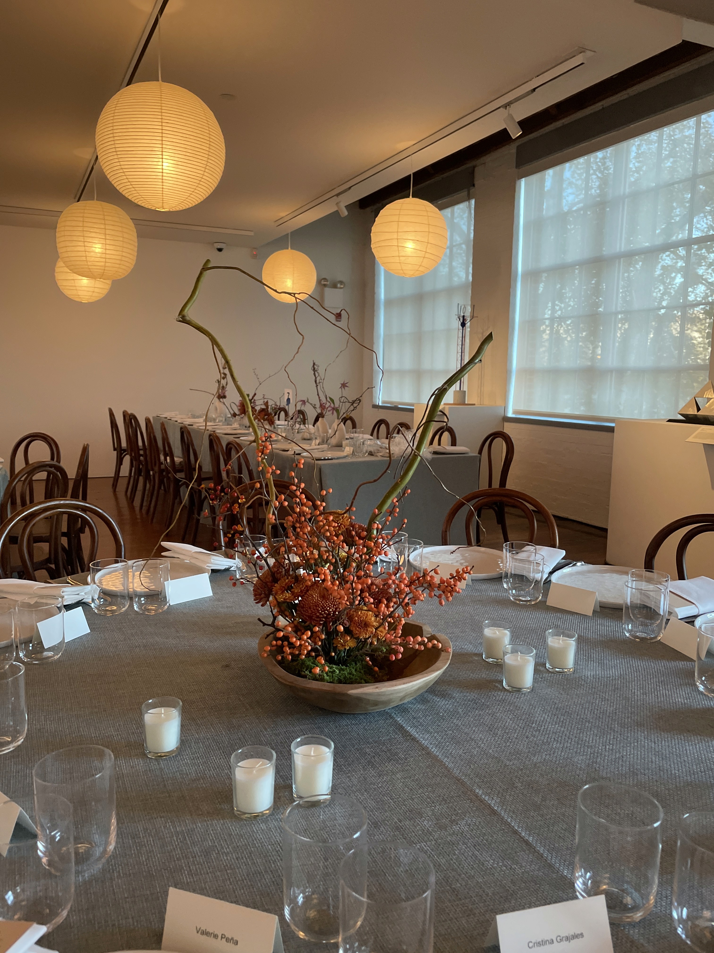 Wood chairs standing around a table