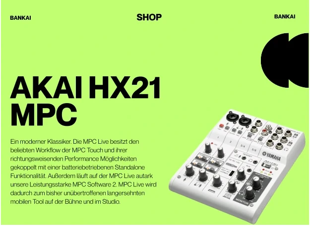 Website Template vom Onlineshop Bankai-Studio (Musikgeräte)