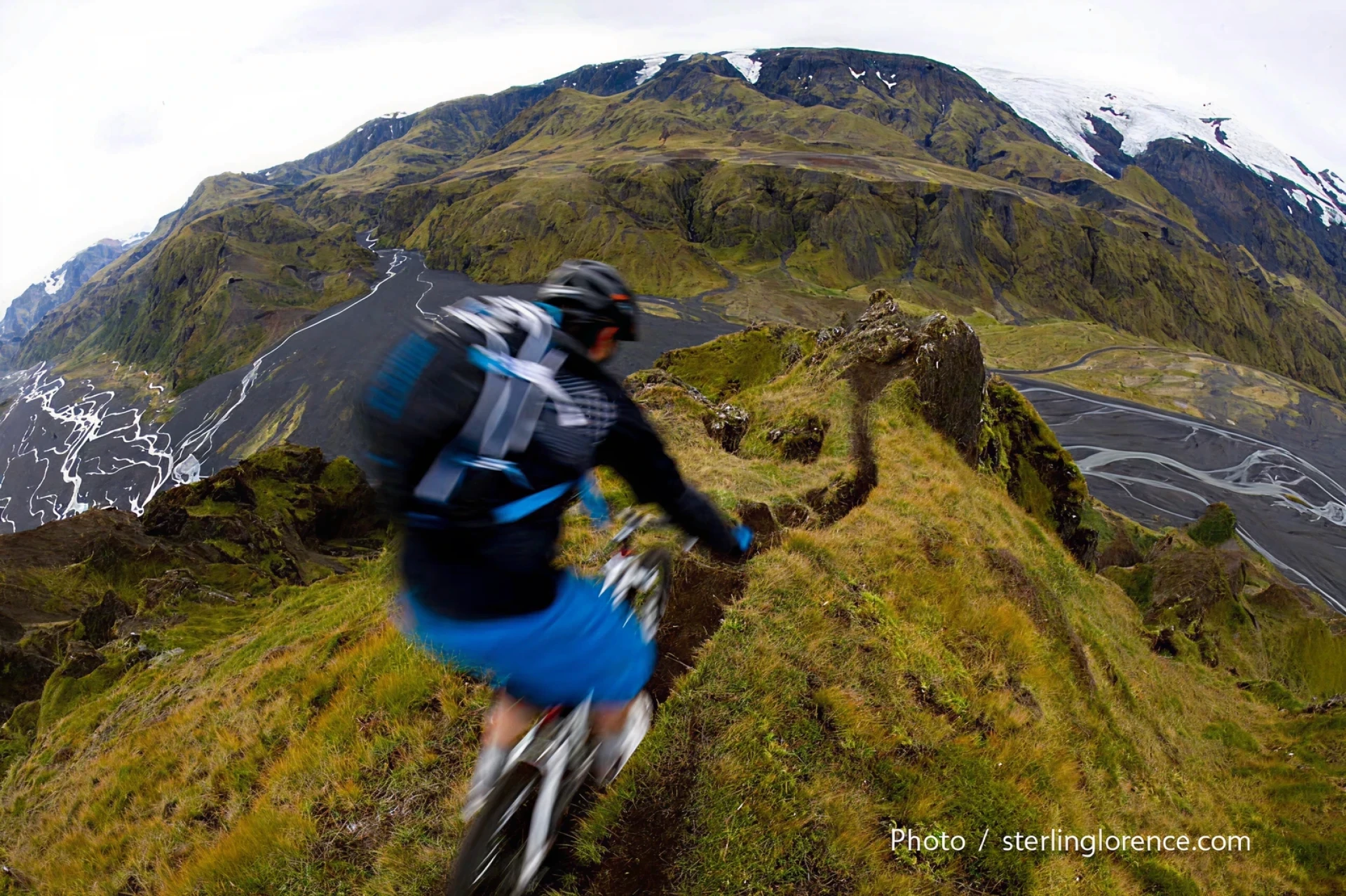 MTB riding through mountains