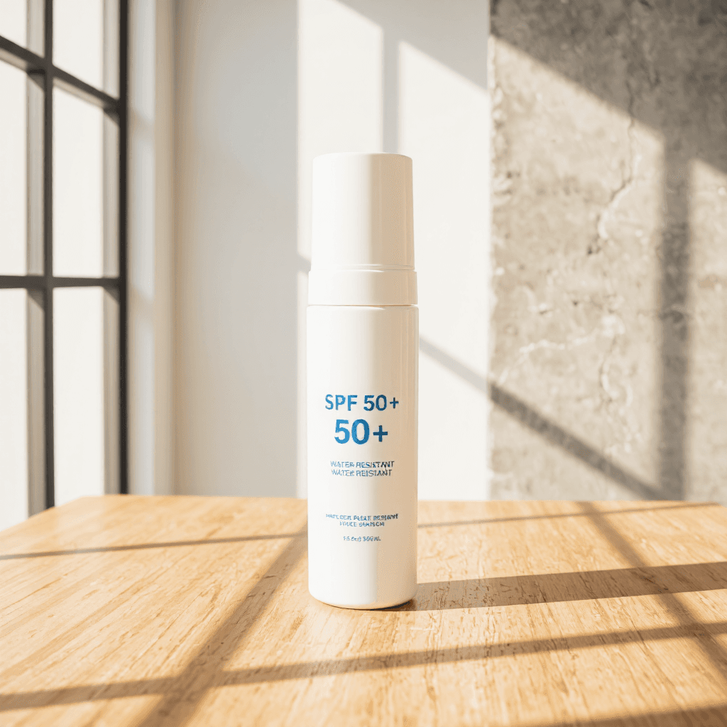 product photography of a bottle of sunscreen
