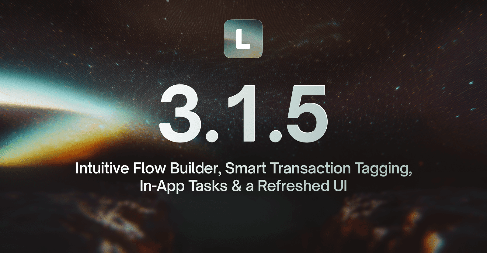 LendAPI Platform Update v3.1.5 showing Flow Builder and application components