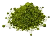 Pile of green matcha powder.