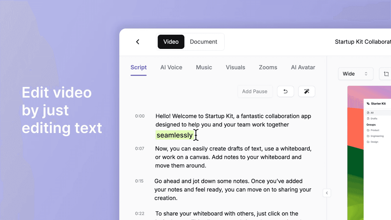 Edit your personalized sales demo video script within Trupeer&nbsp;