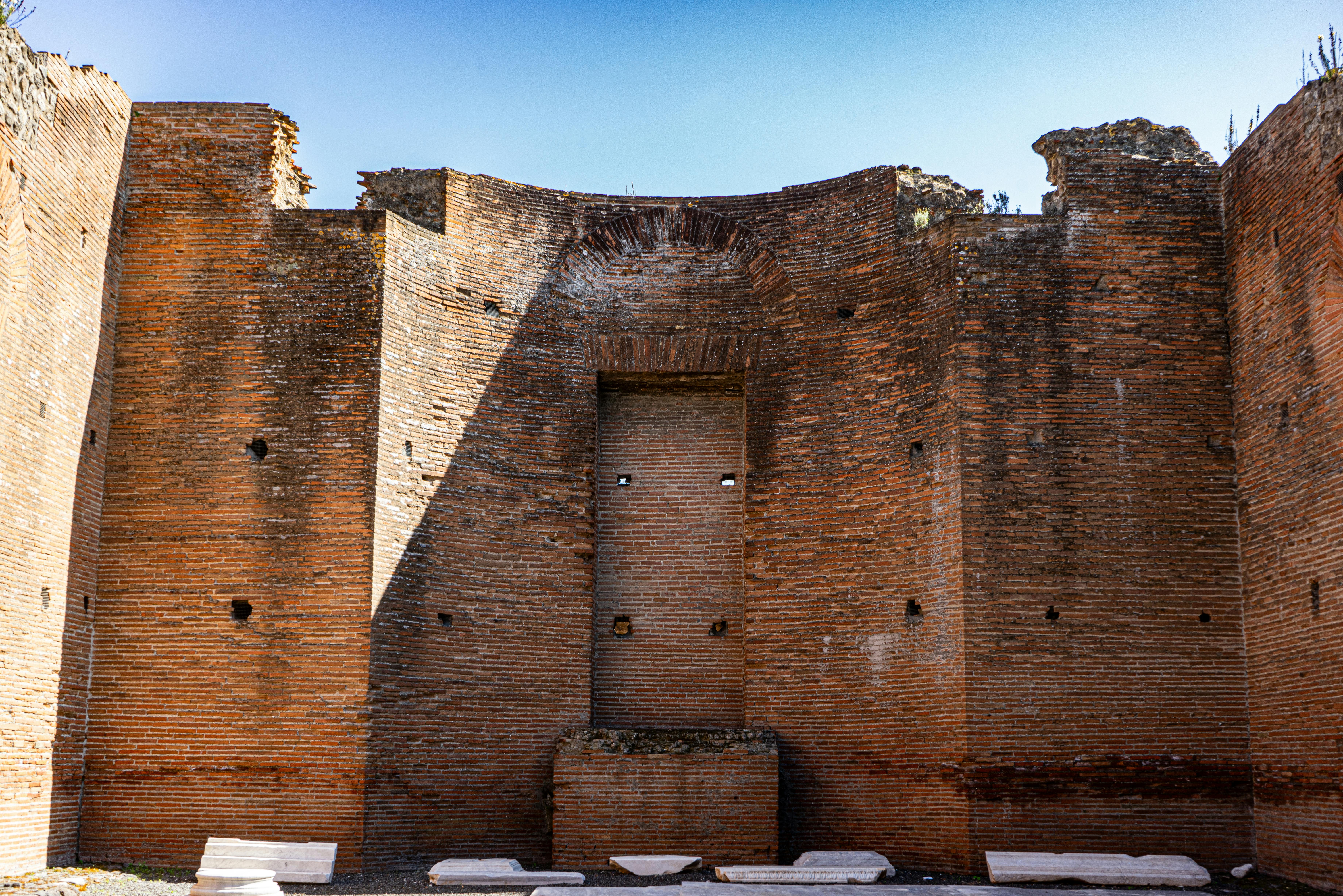 Ancient brick arches and masonry inside the Domus Aurea, Nero's Golden House on Colle Oppio