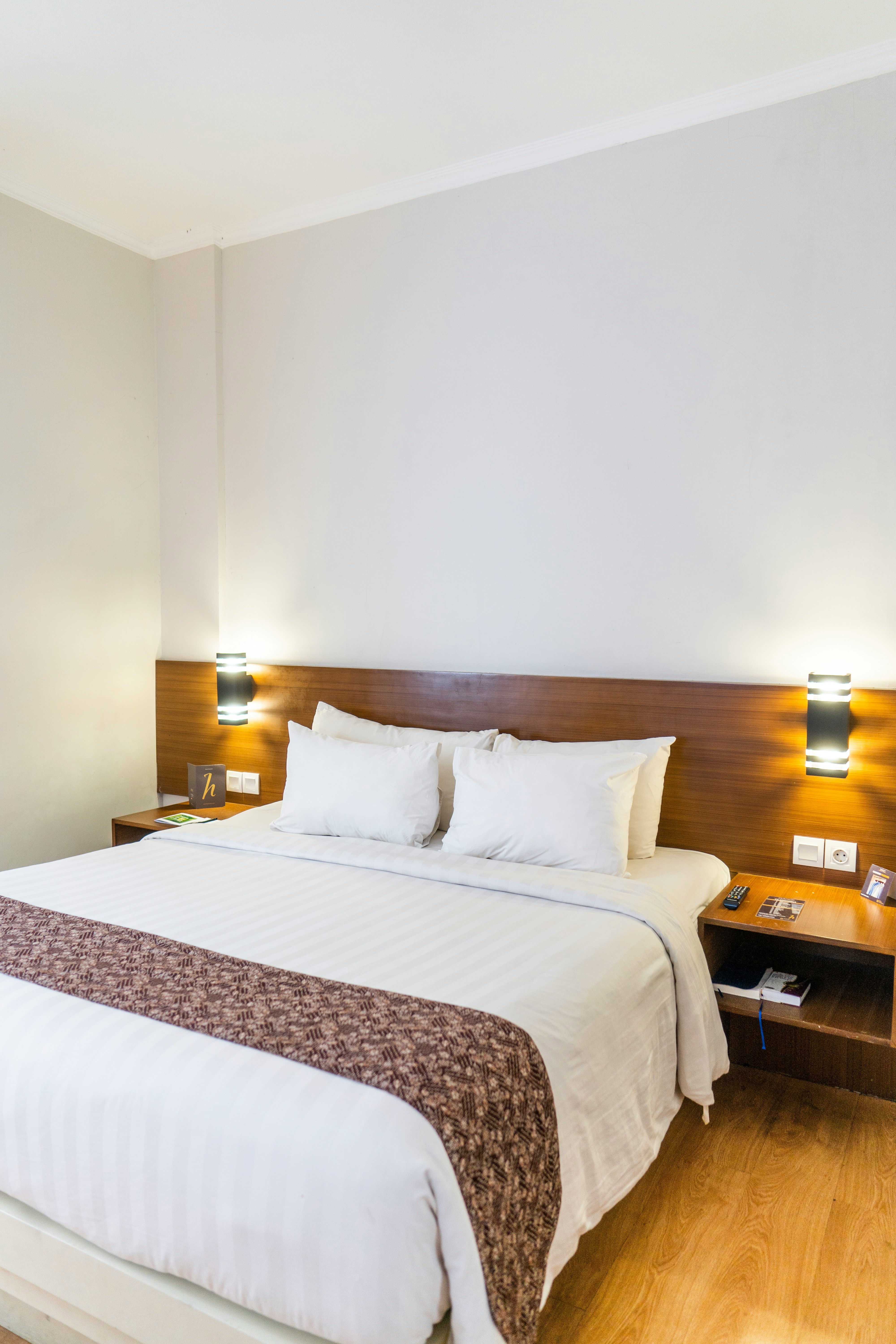bed with white comforter
