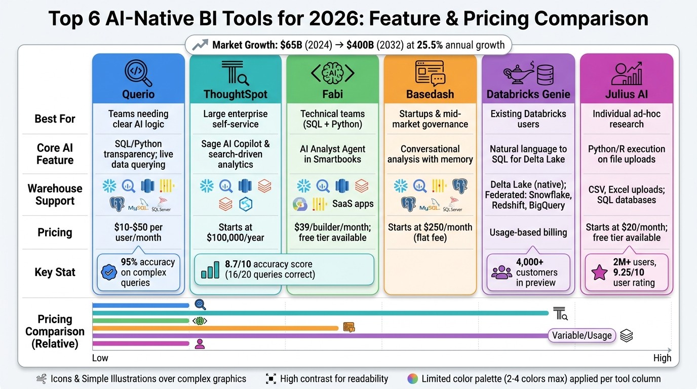 AI-Native Business Intelligence Tools Comparison: Features, Pricing, and Best Use Cases 2026