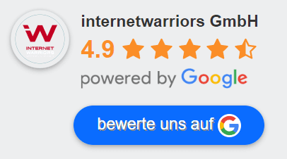 internetwarriors google Bewertungen auf der internetwarriors Startseite