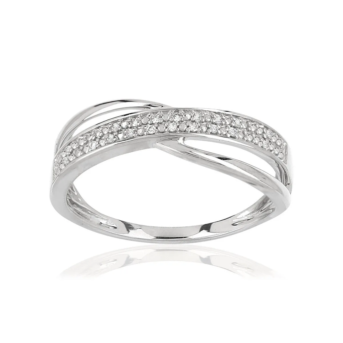 Bague en or blanc 375 sertie de diamants