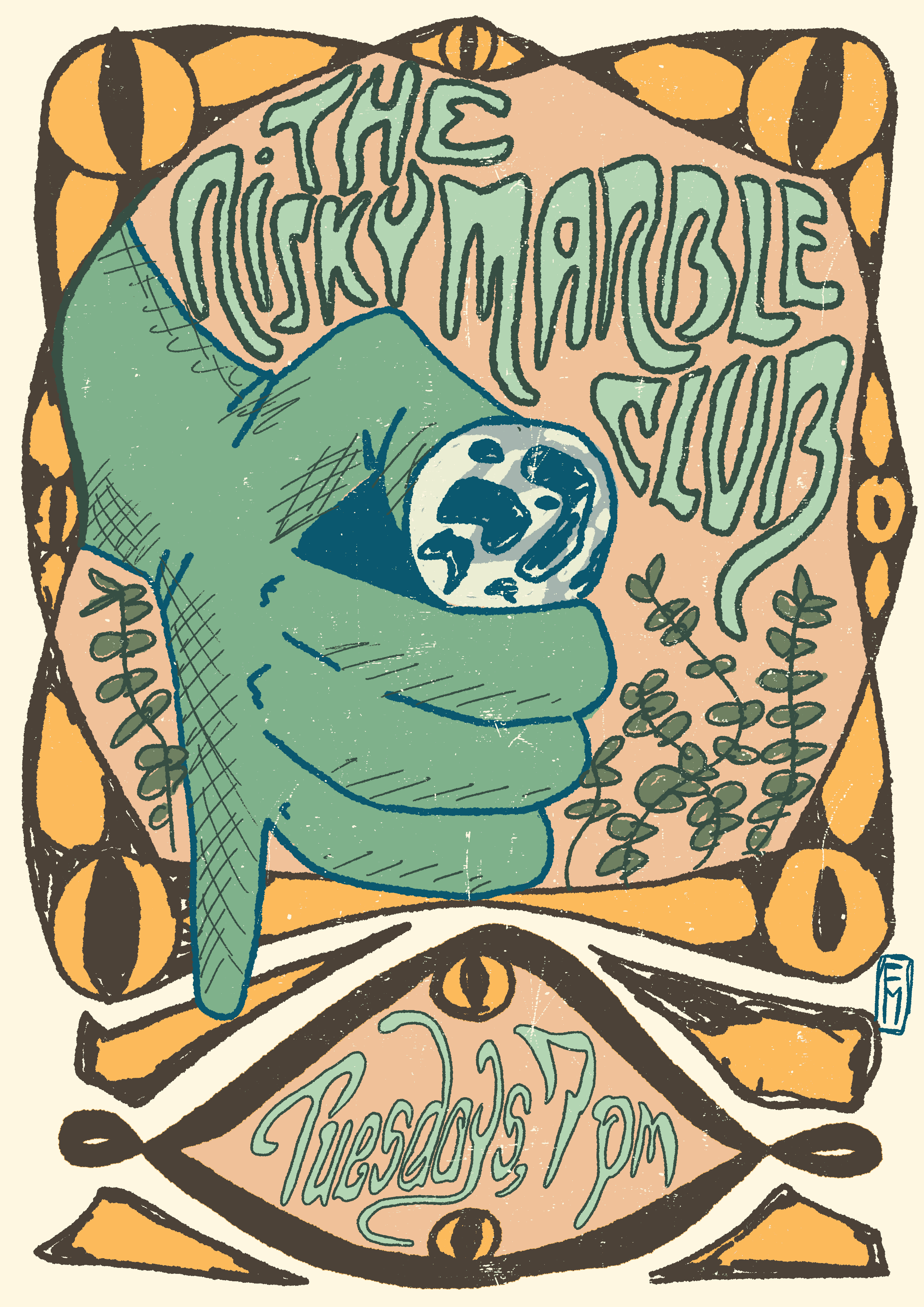 A poster advertising the Risky Marble Club