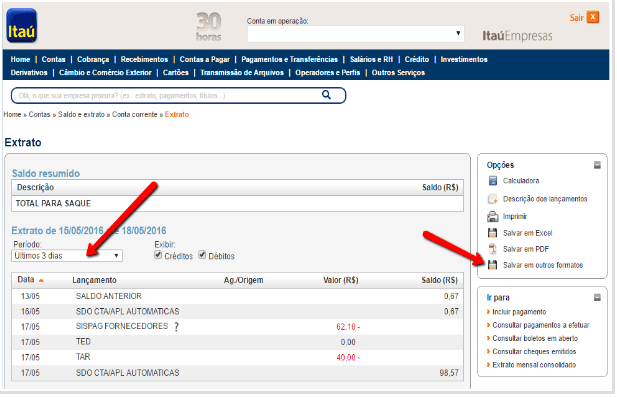 Como exportar o extrato bancário em arquivo OFX no Itaú