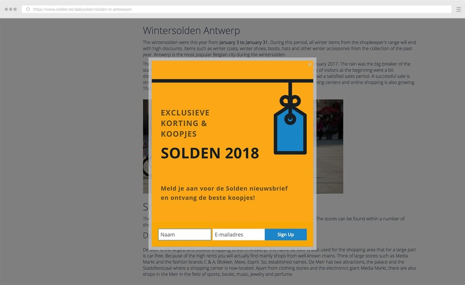 Saleduck's blog with pop-up form to signup for exclusive discounts & coupons