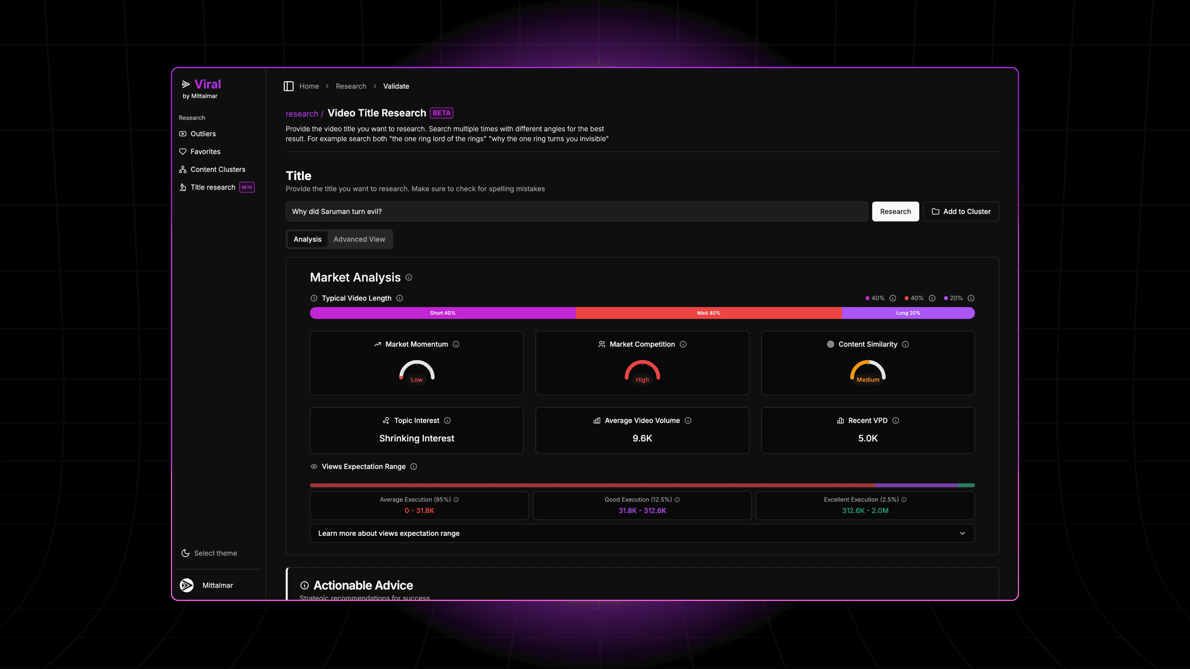 Screenshot of the main dashboard front center with gradients