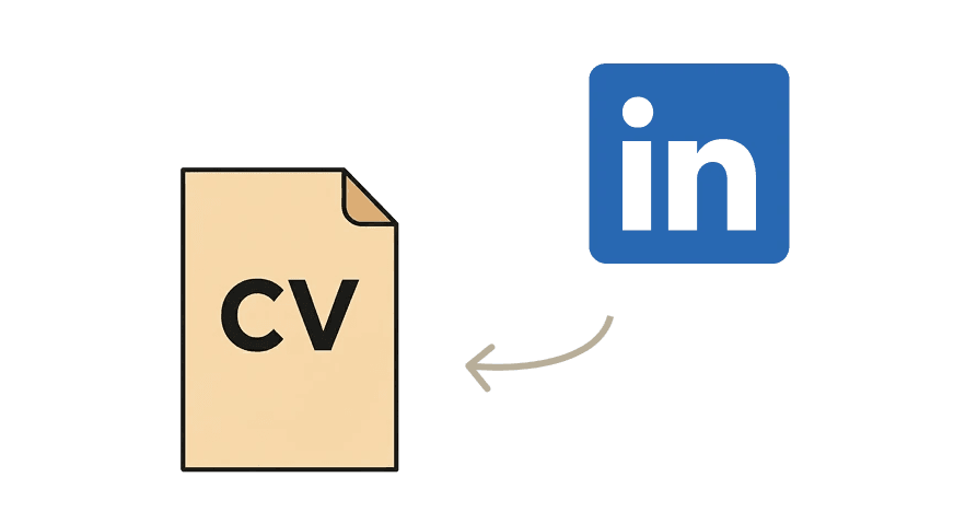 Illustration of a CV that gets updated with LinkedIn data