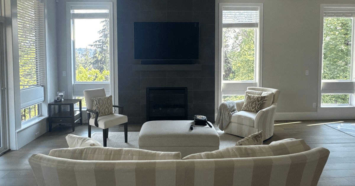 We’re so excited to share details from The Norkirk House: Living Room –– one of our favorite interior design + professional organizing projects in Kirkland, WA.