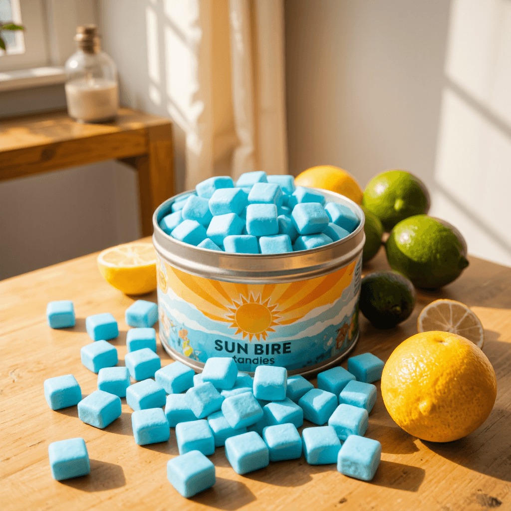 product photography of a tin of xylitol candies