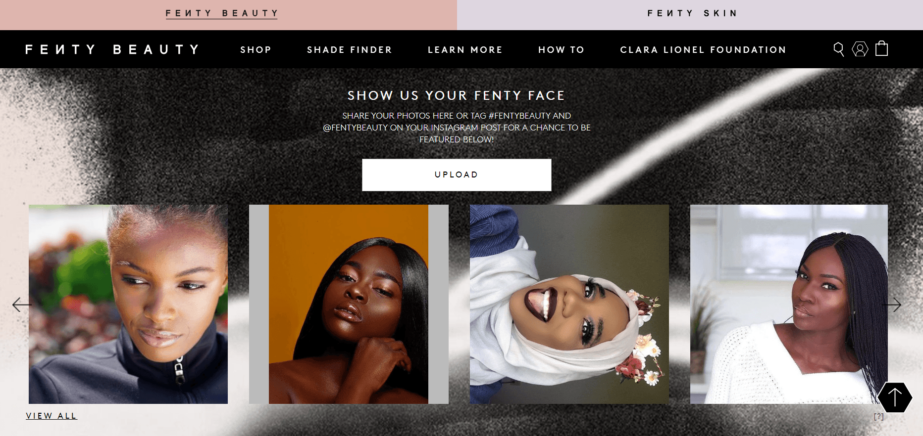 Fenty Beauty website: the Show Us Your Fenty Face feature