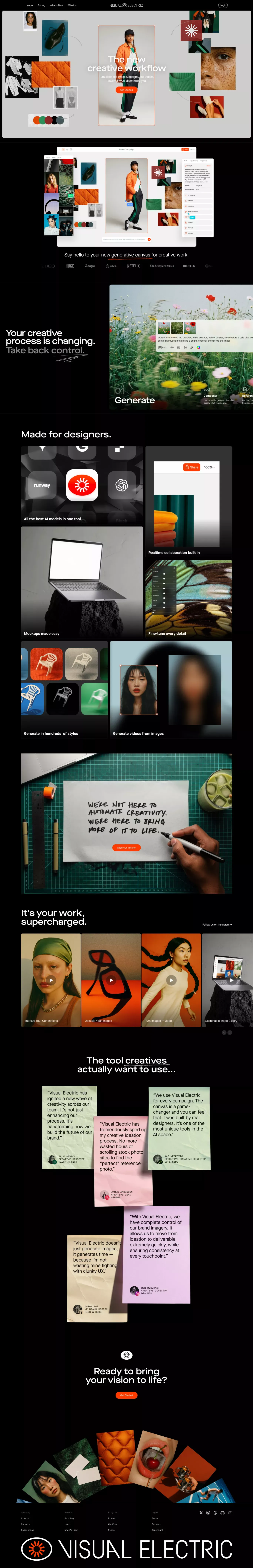 Visual Electric - Generate AI Images & V portfolio page screenshot showcasing Design and Photography design