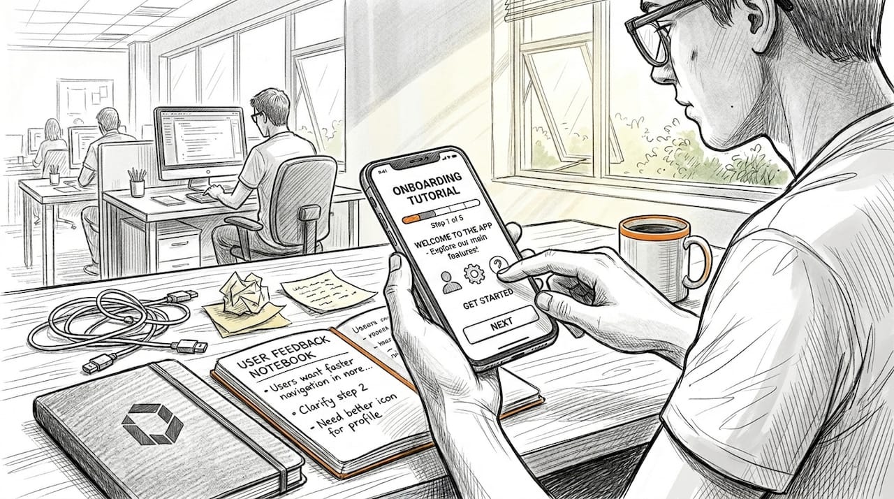 Developer testing interactive app onboarding sequence