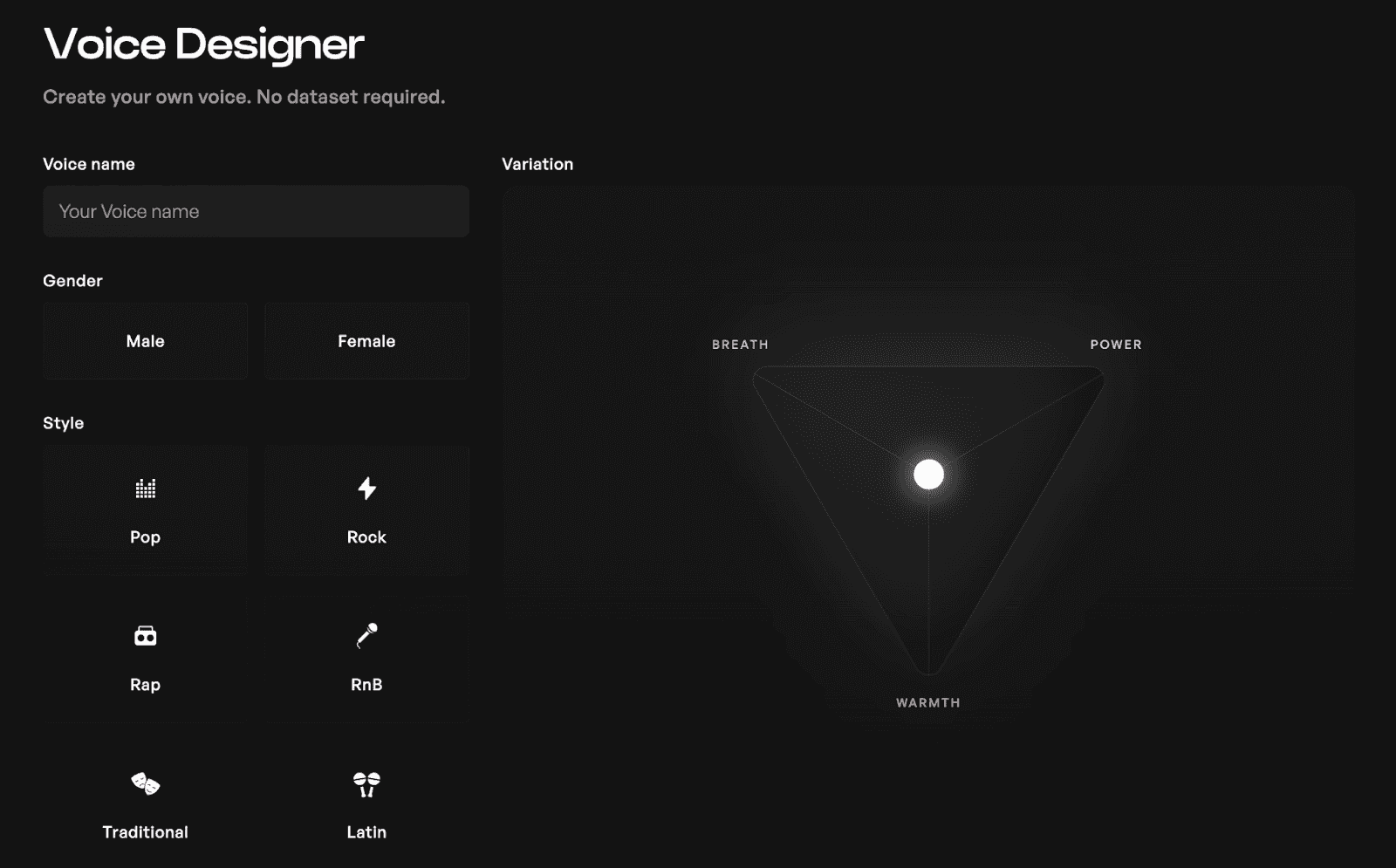 Kits AI Voice Designer Page