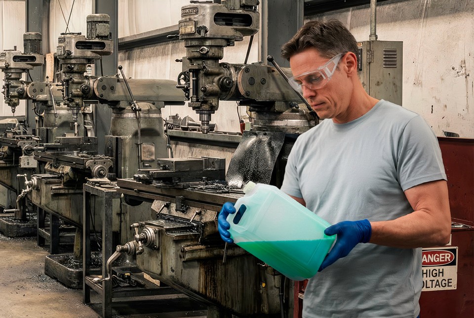 Cheerful woman at desk