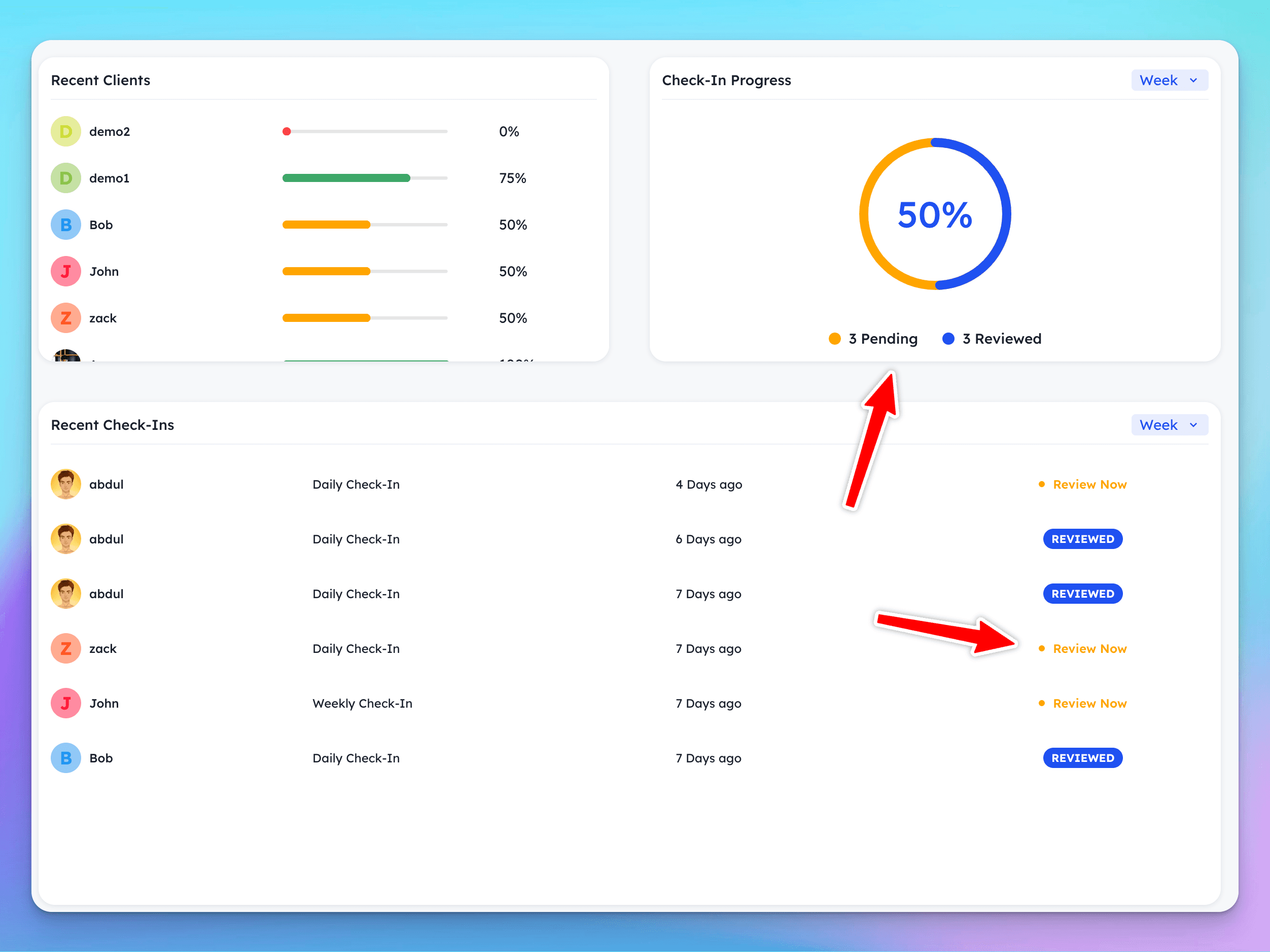 Keeping Track of Pending Check-Ins