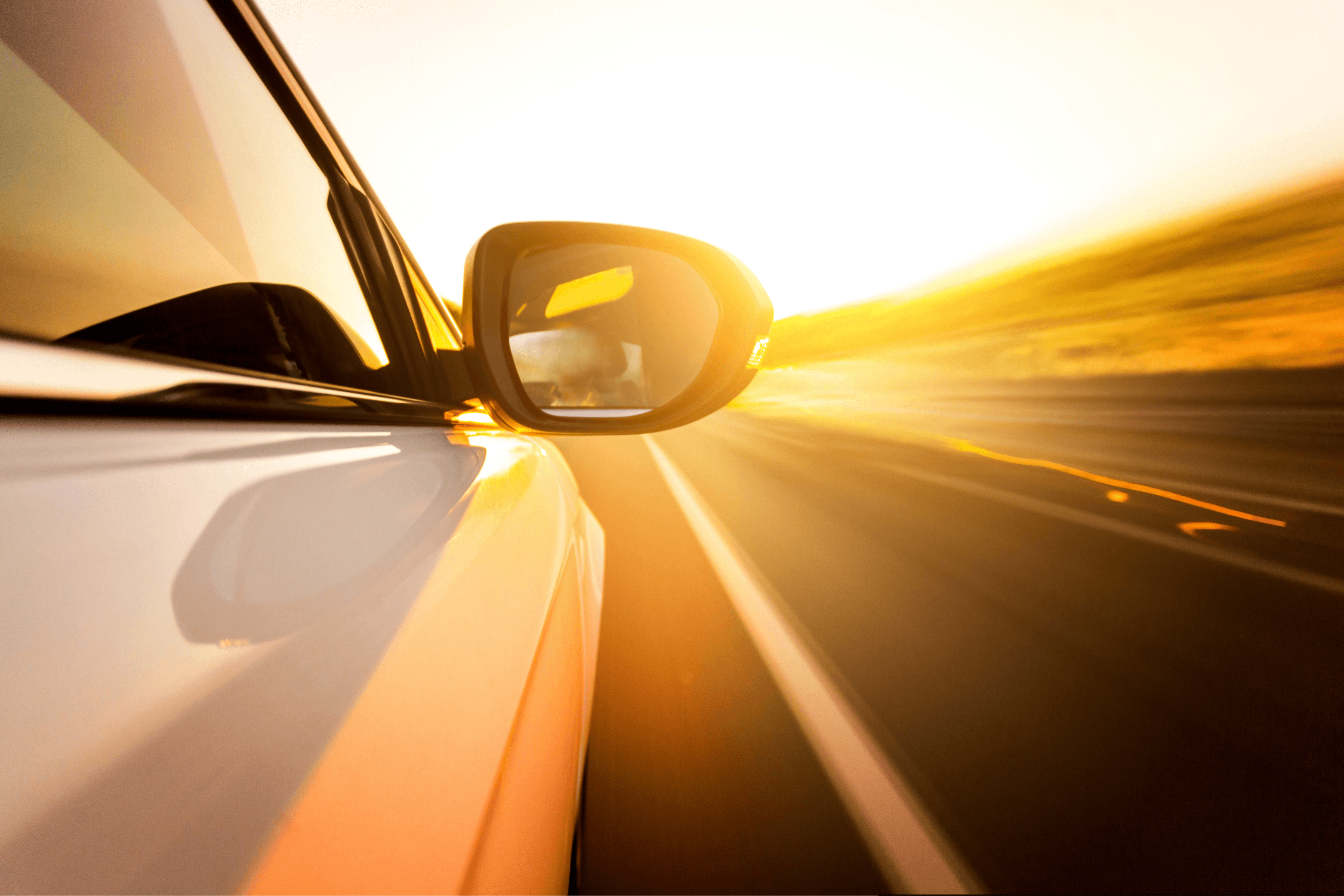  View from inside a car looking forward, showing a person driving down a tree-lined street