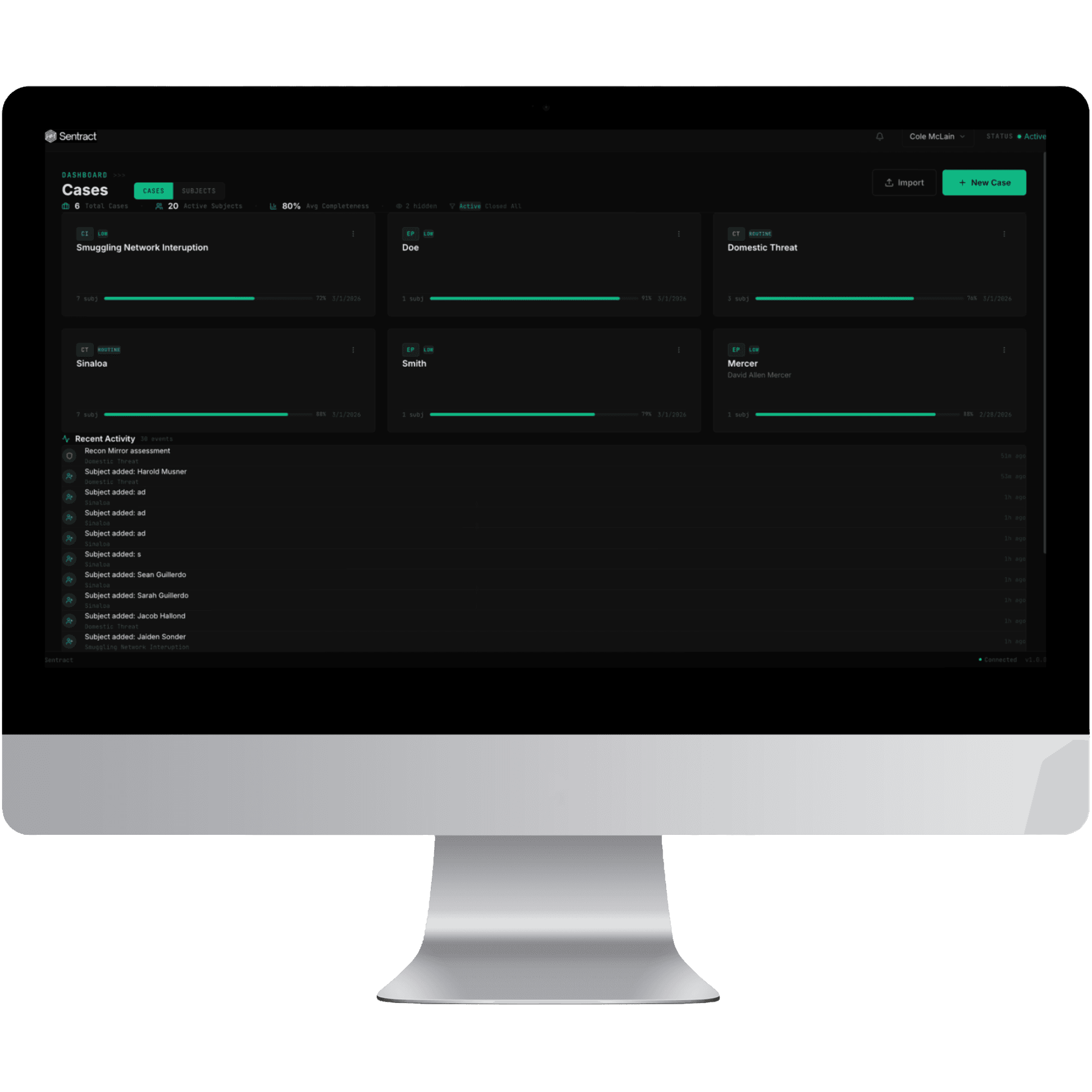 Screen mockup of a dashboard interface
