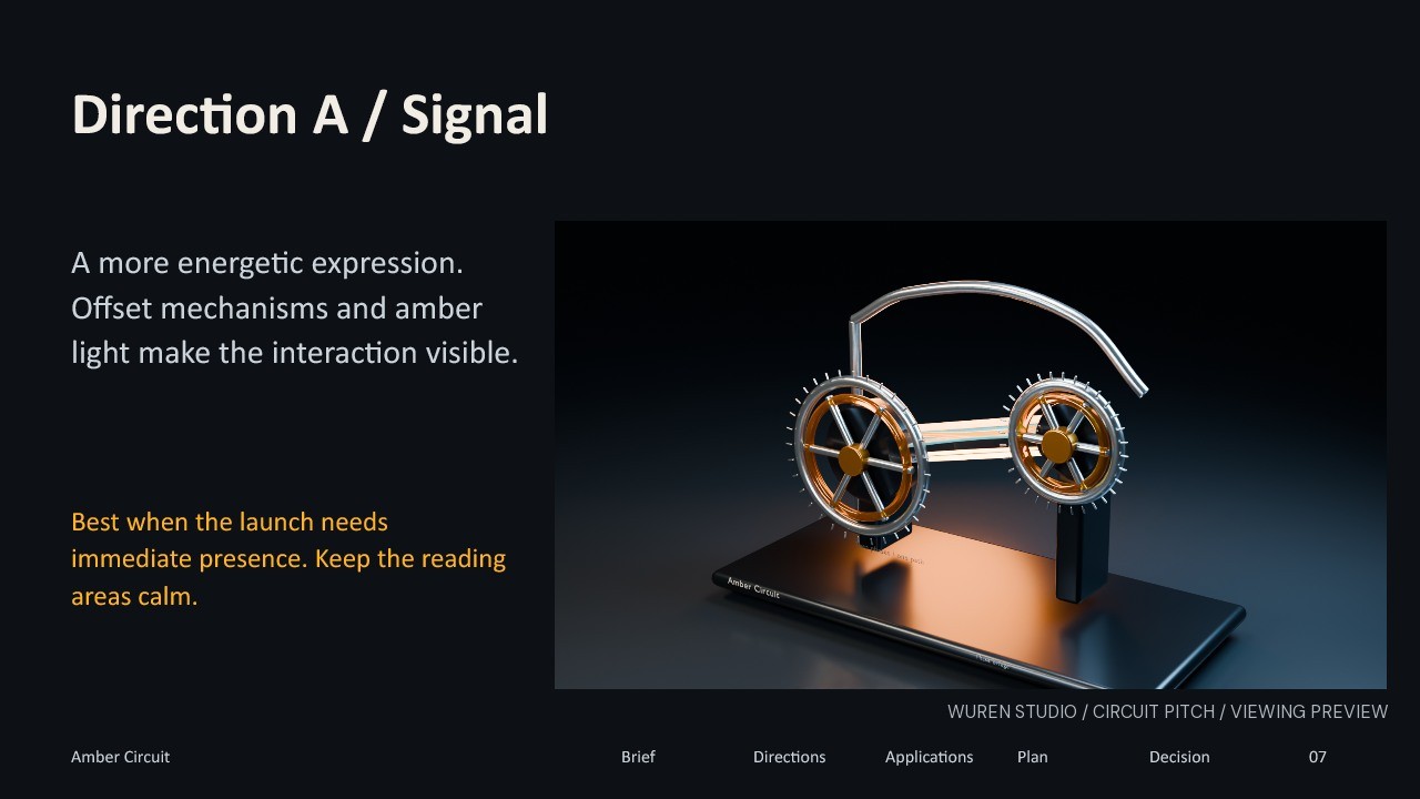 Circuit Pitch Studio — Direction A / Signal
