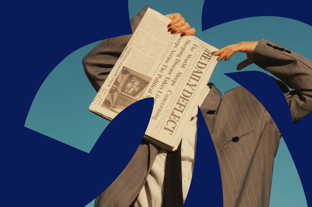 Business person holding newspaper with "Marketing" headline, symbolizing the AI‑driven LinkedIn visibility playbook for B2B marketers in 2026