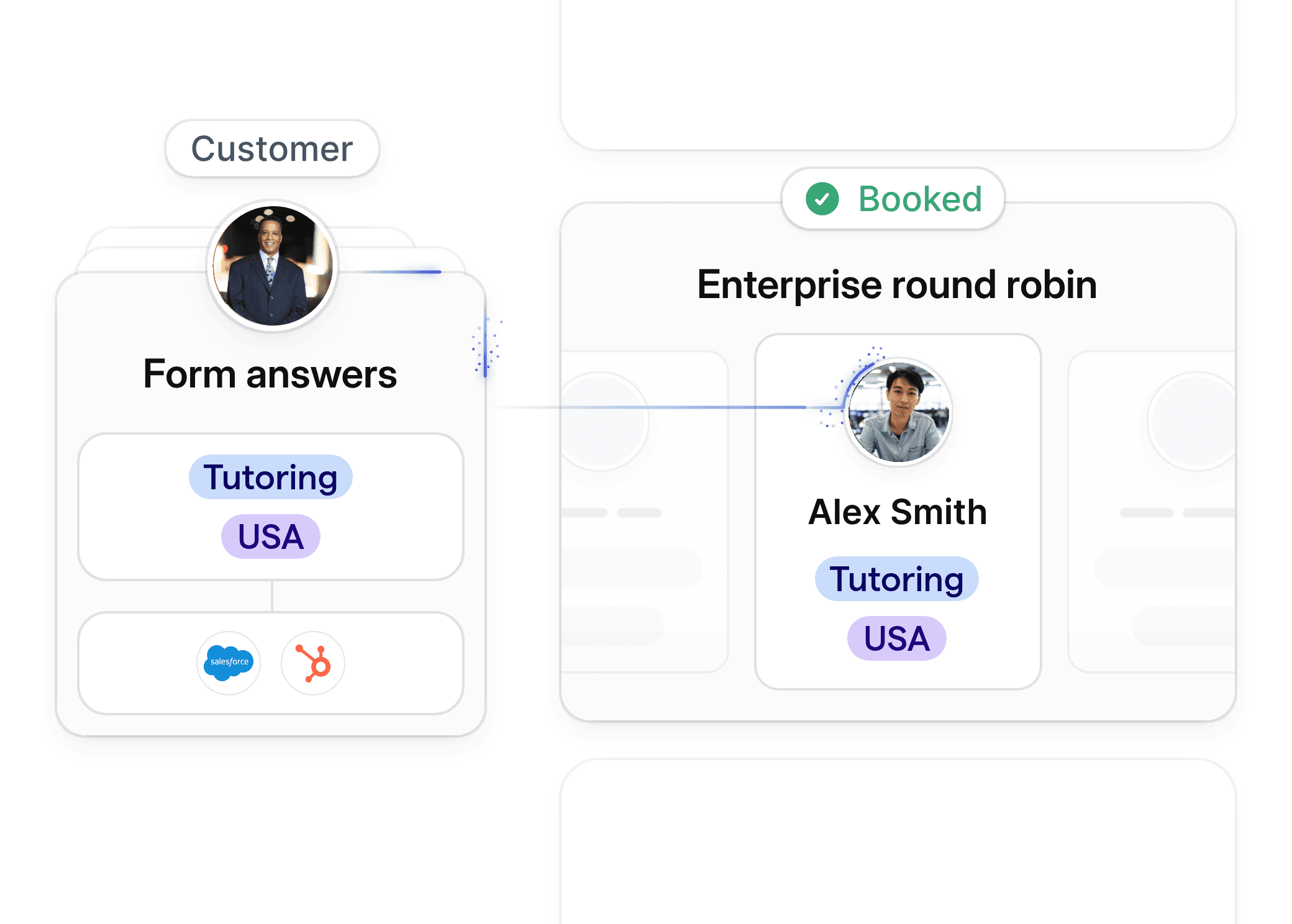 Eine Buchungsoberfläche, die das Anmeldeformular eines Schülers für ein Nachhilfezentrum zeigt, das mit einem Tutor basierend auf Fach und Klassenstufe abgestimmt ist.