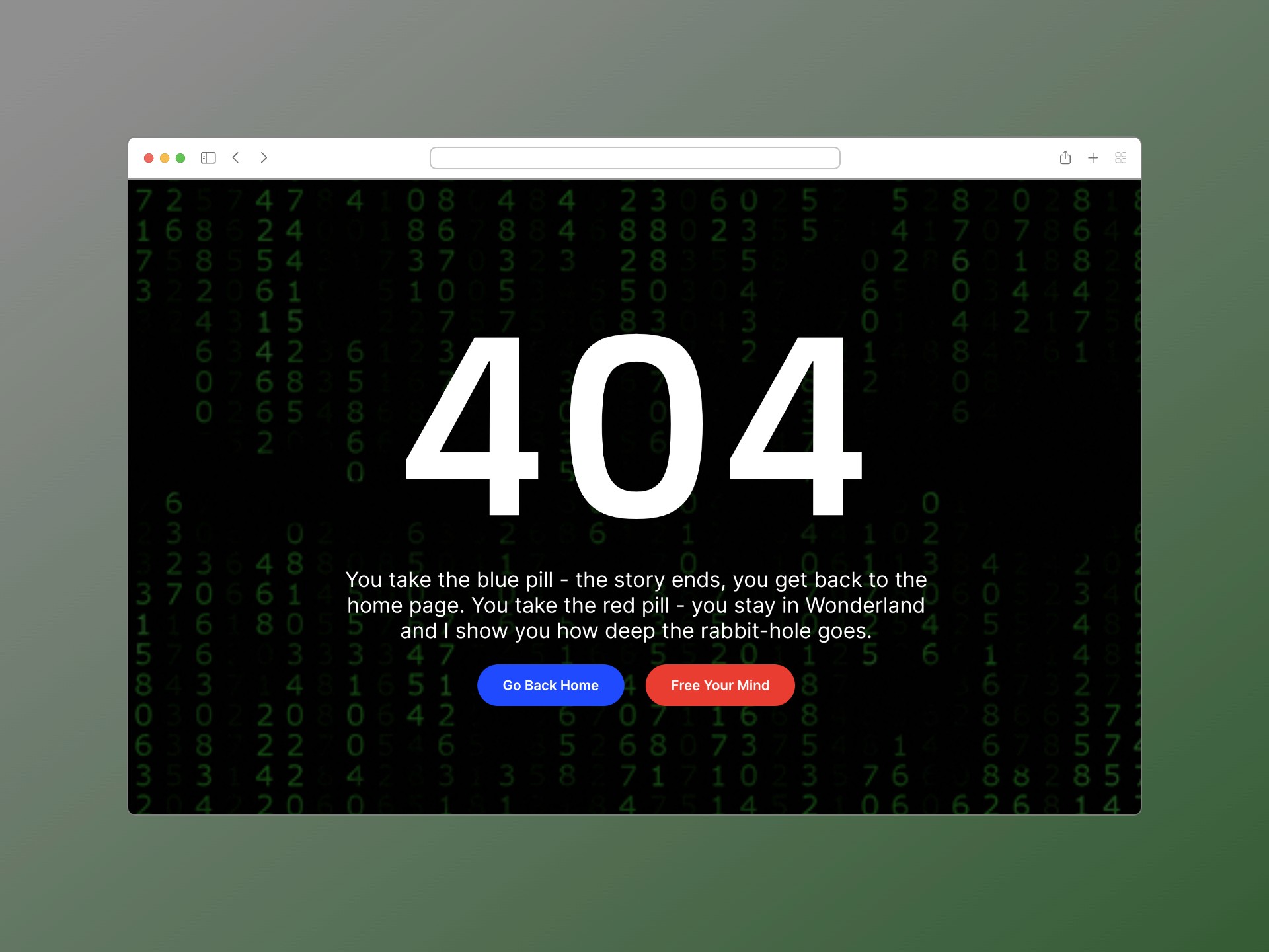 Matrix 404 page