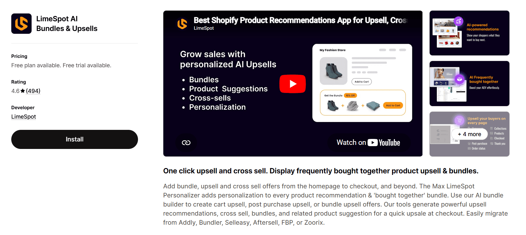 LimeSpot Upsell App on Shopify AppStore
