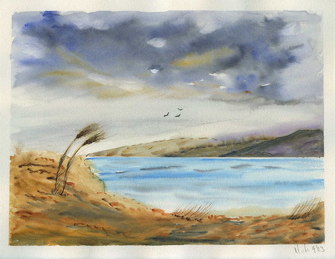 Windswept Shoreline - 29/38cm - watercolour