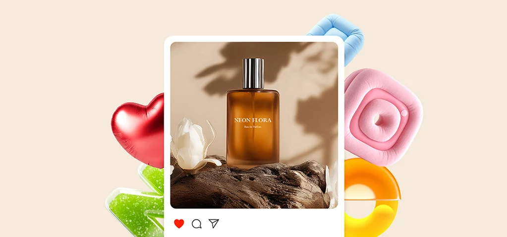 향수 제품이 소셜 카드 형태로 표현된 인터페이스 화면