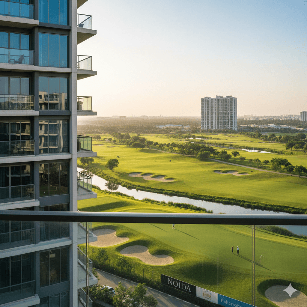 Smart World Noida golf course view luxury apartment balcony