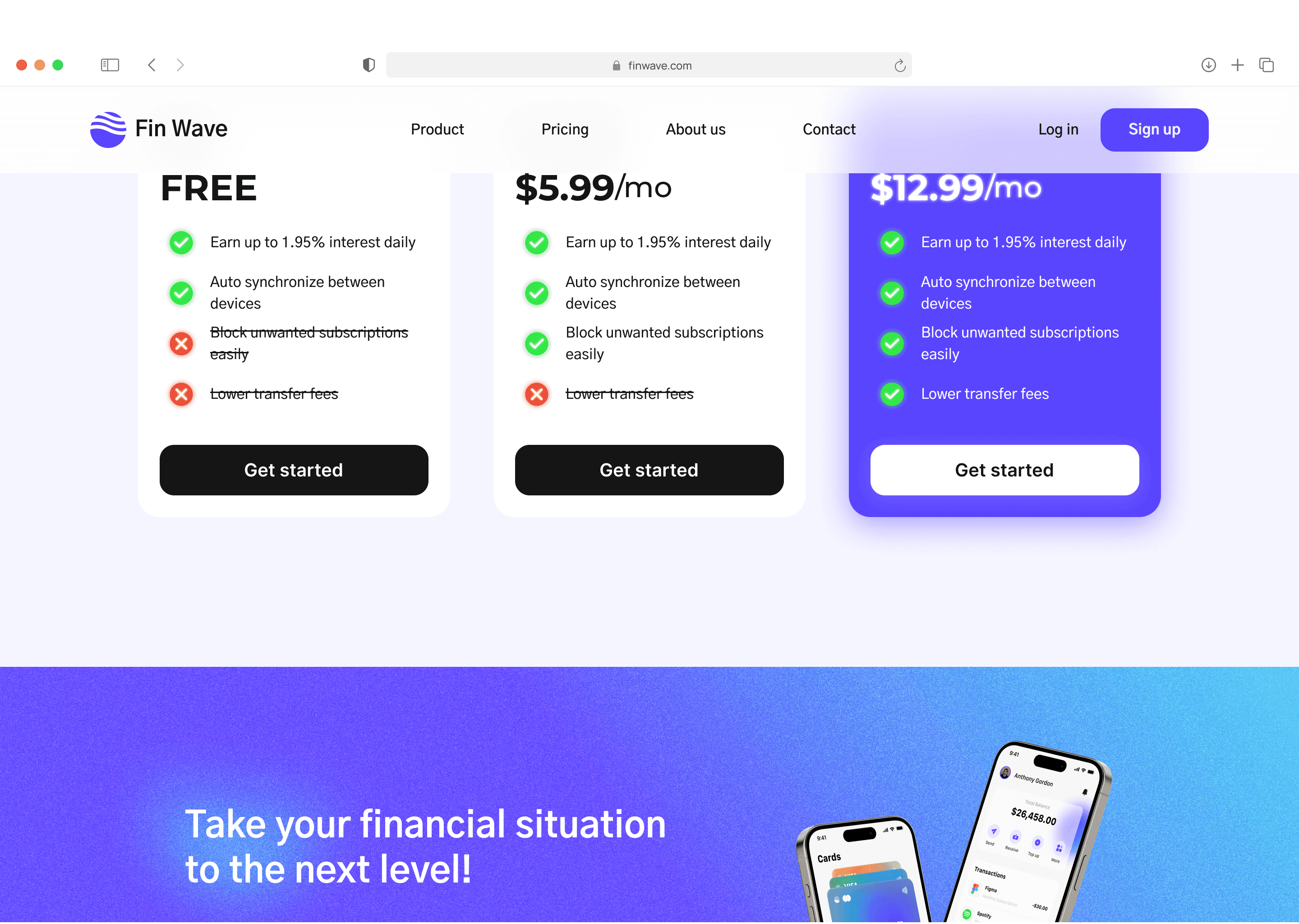 Finwave Landing page