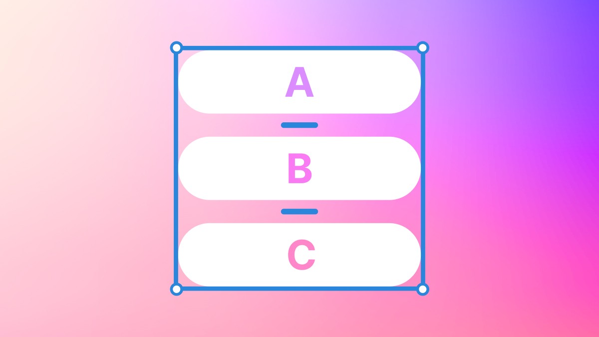 Three frames arranged with auto layout in Figma