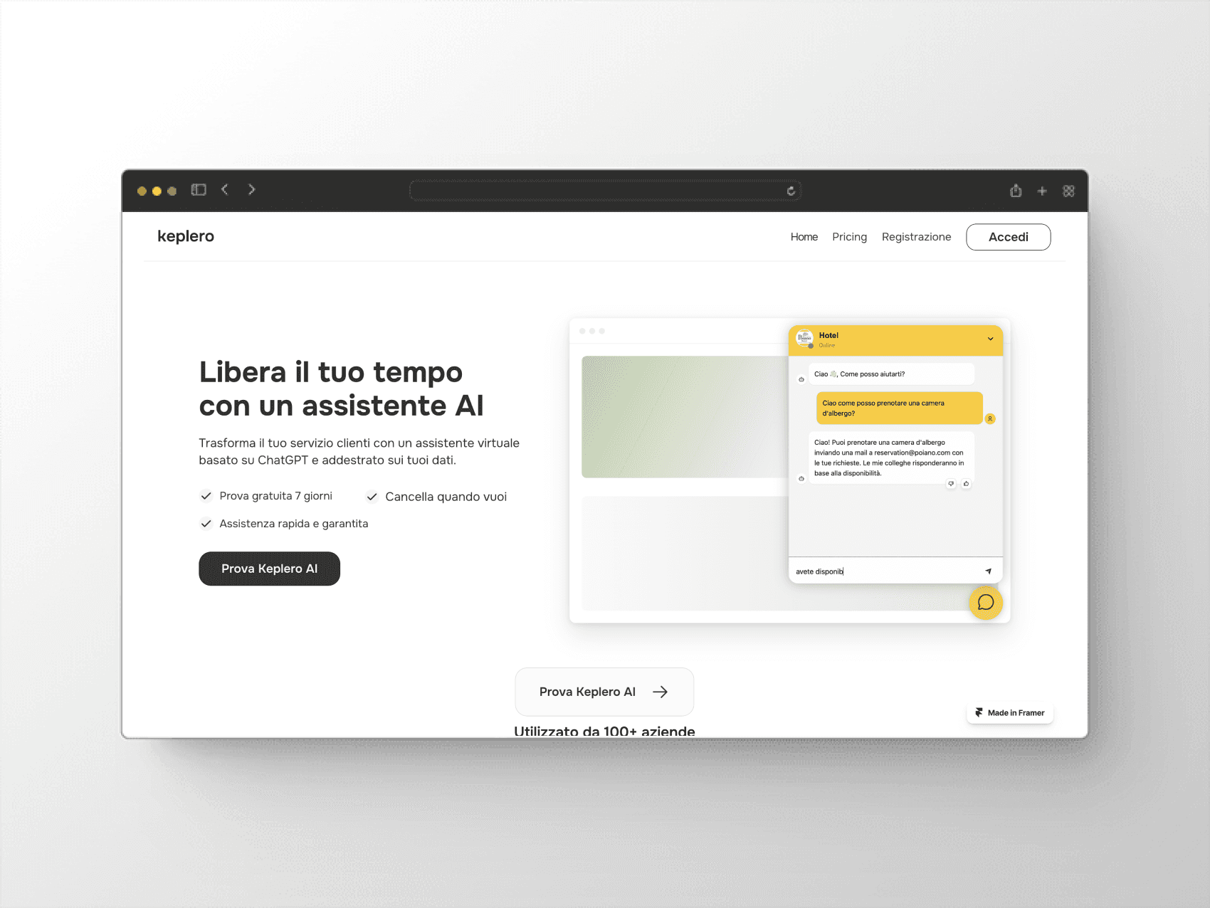 Keplero AI homepage