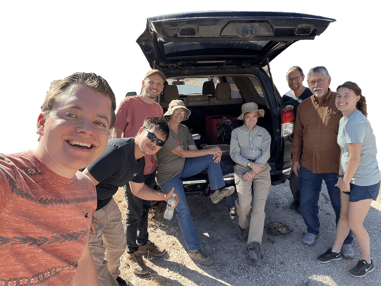 Richie Johns and crew taking a selfie while scouting for locations for The Promised Land Series