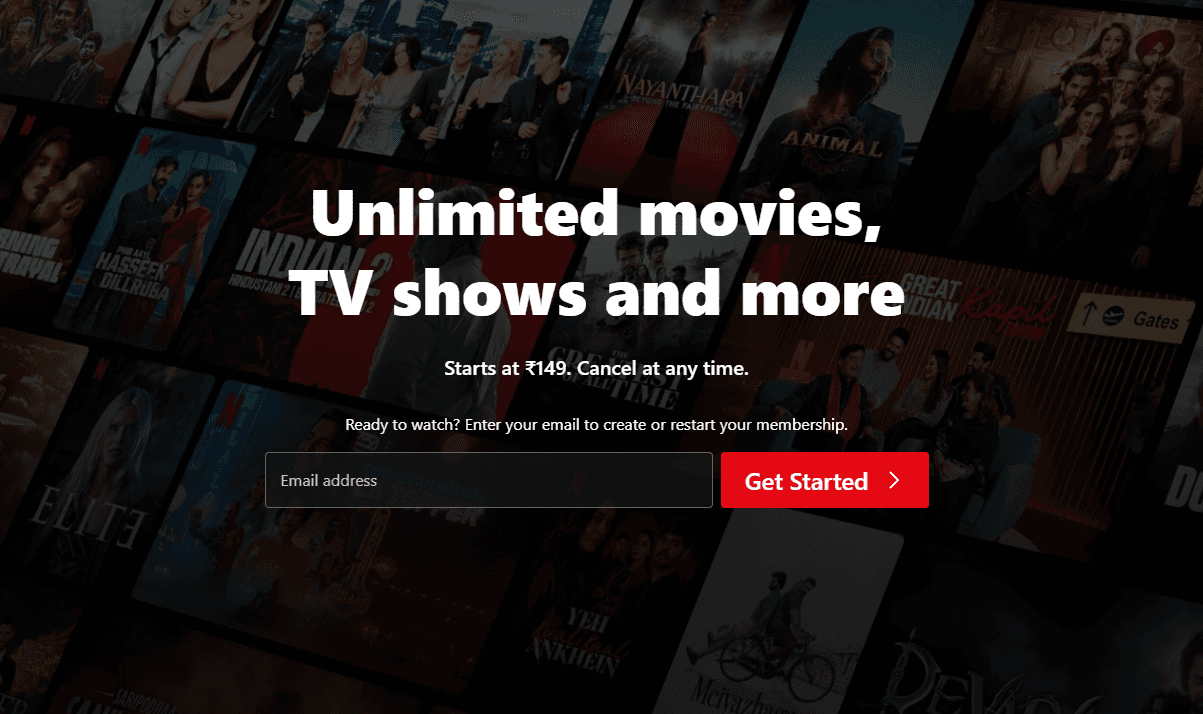 login page of netflix