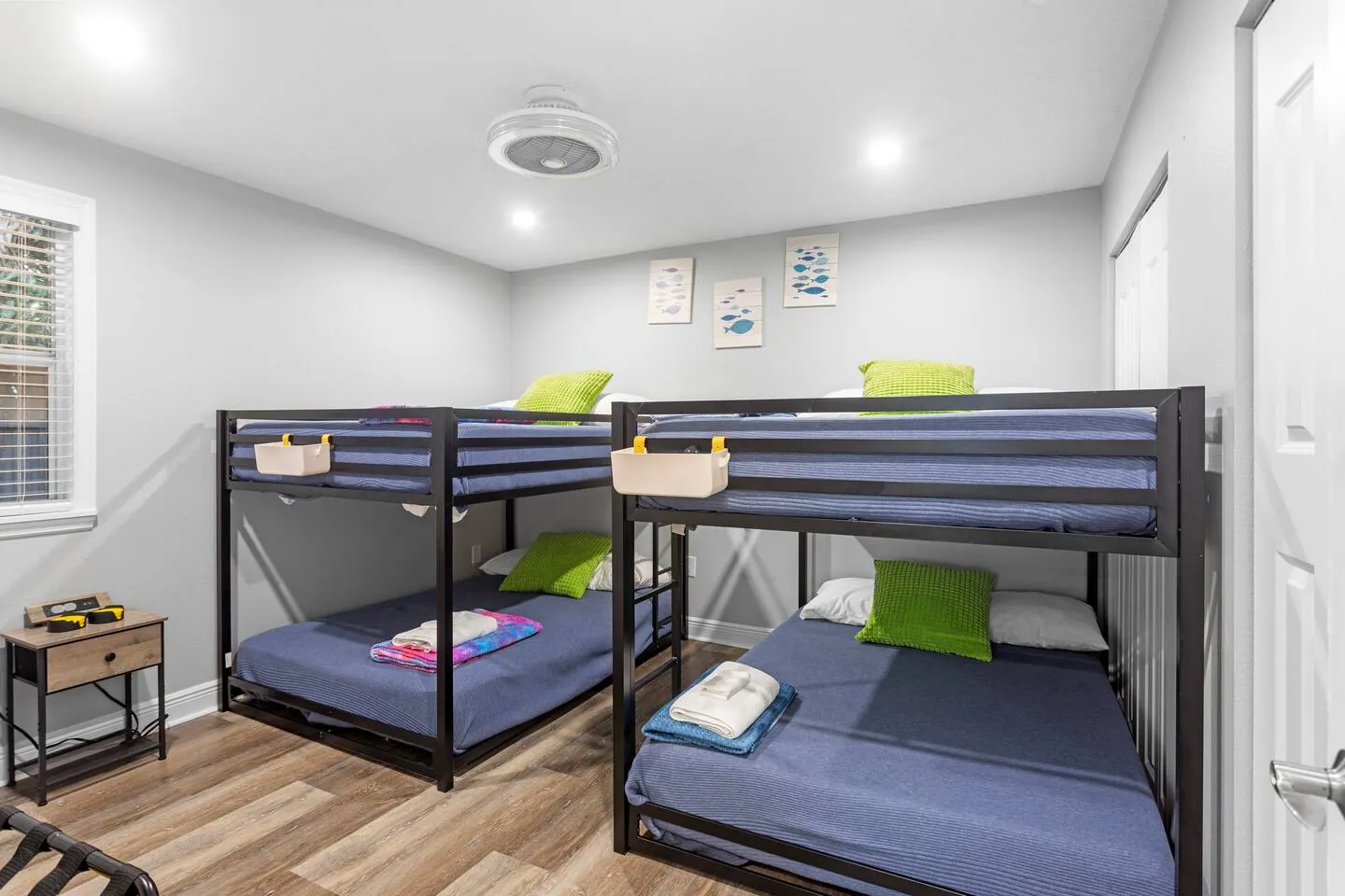 Bunk room with 2 full-over-full bunks at Sarasota Beach Bungalow, Bradenton, Florida