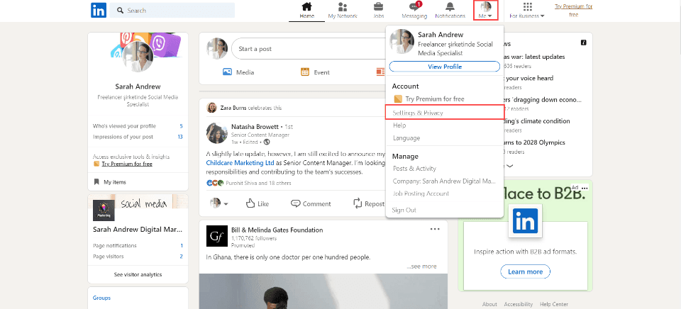 Accessing Settings & Privacy