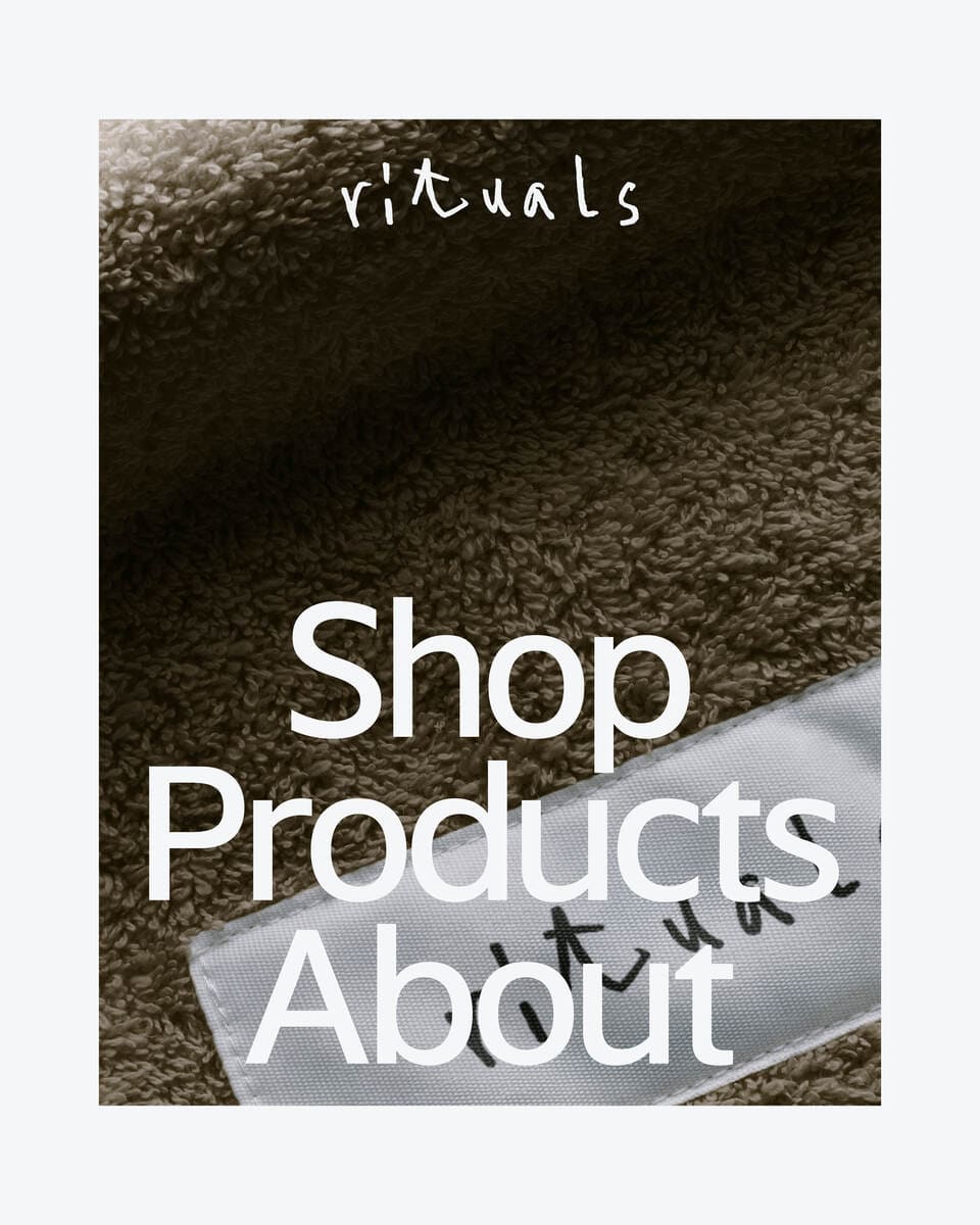 Text layout design to promote the brand with a photo of a towel as a background.