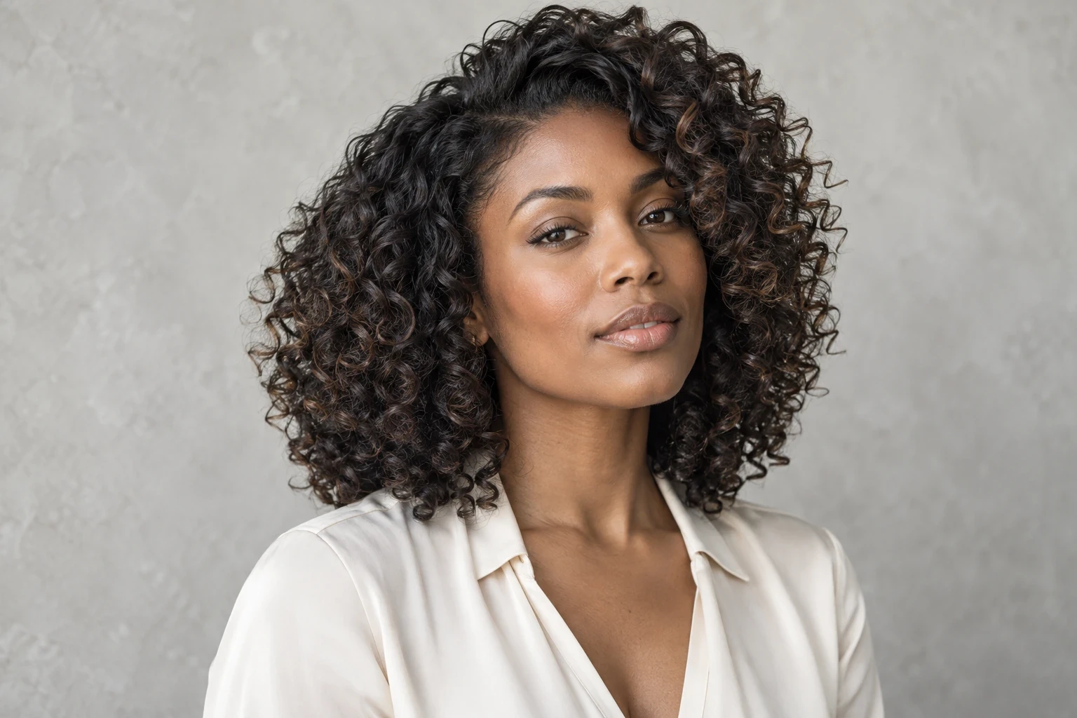 Defined natural curls with rounded volume