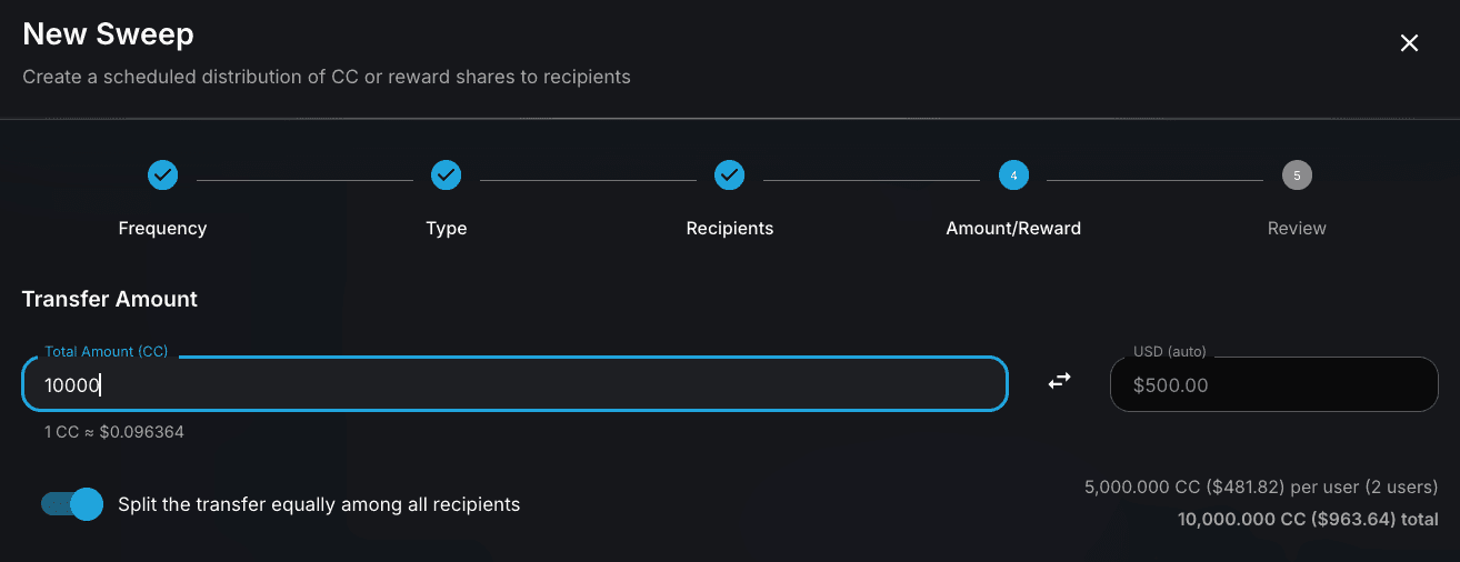 Automating recurring transfers on Canton