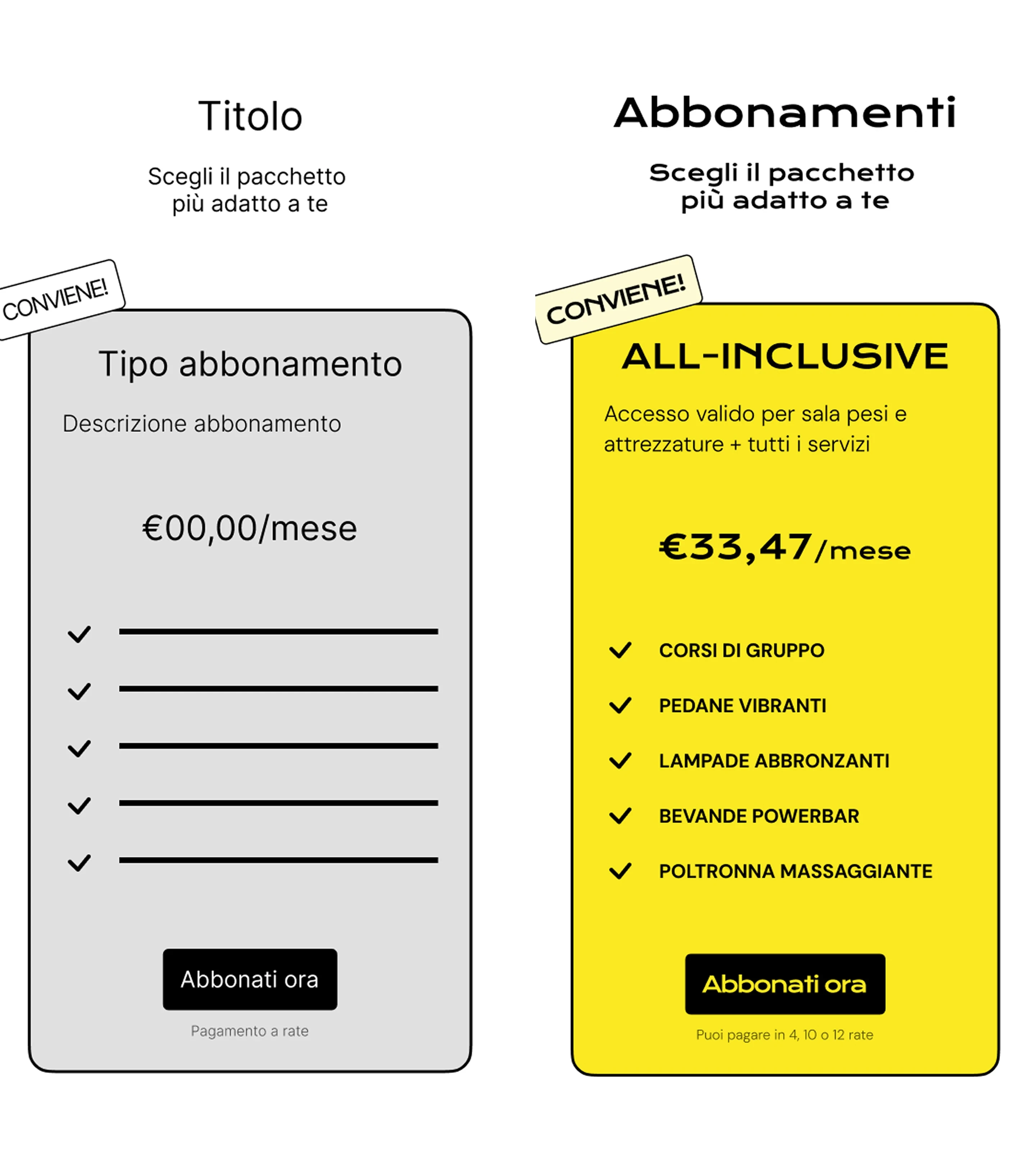 bozza e scheda finale abbonamento